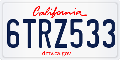 CA license plate 6TRZ533