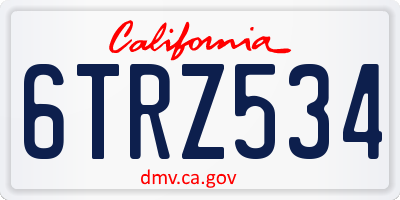 CA license plate 6TRZ534