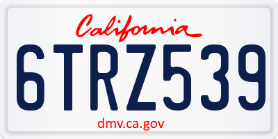 CA license plate 6TRZ539