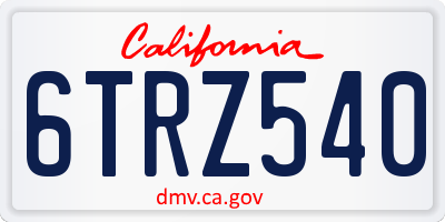 CA license plate 6TRZ540