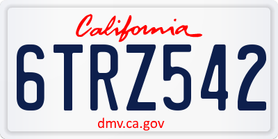 CA license plate 6TRZ542