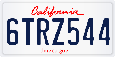 CA license plate 6TRZ544