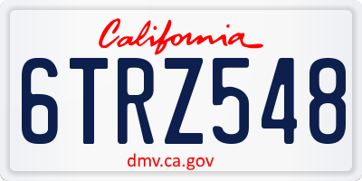 CA license plate 6TRZ548