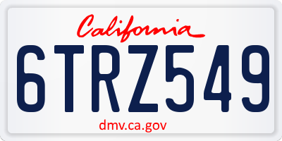 CA license plate 6TRZ549