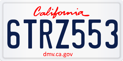 CA license plate 6TRZ553