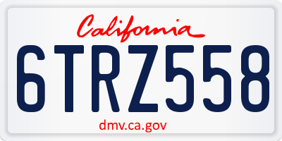 CA license plate 6TRZ558