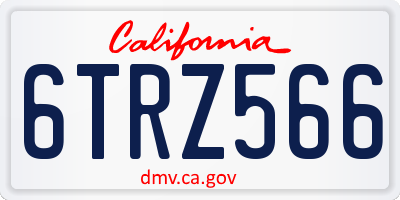 CA license plate 6TRZ566