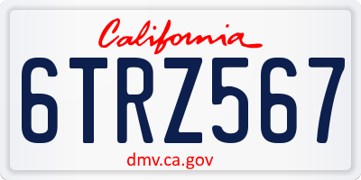 CA license plate 6TRZ567