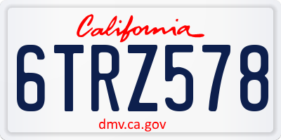 CA license plate 6TRZ578