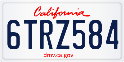 CA license plate 6TRZ584