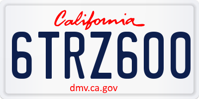CA license plate 6TRZ600