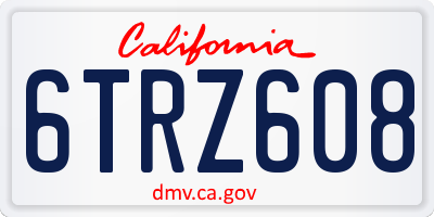 CA license plate 6TRZ608