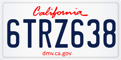 CA license plate 6TRZ638