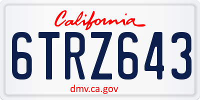 CA license plate 6TRZ643