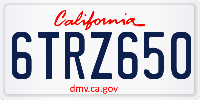 CA license plate 6TRZ650