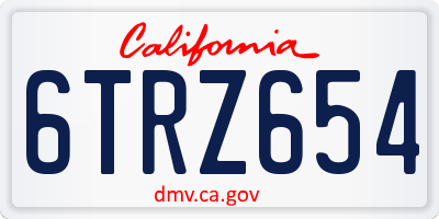 CA license plate 6TRZ654