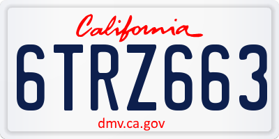 CA license plate 6TRZ663