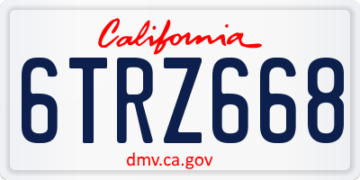 CA license plate 6TRZ668