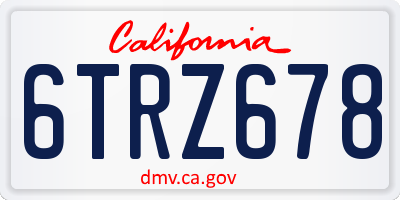 CA license plate 6TRZ678