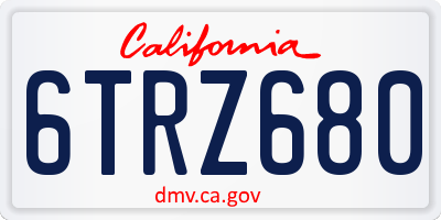 CA license plate 6TRZ680