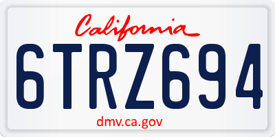 CA license plate 6TRZ694
