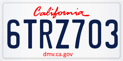 CA license plate 6TRZ703