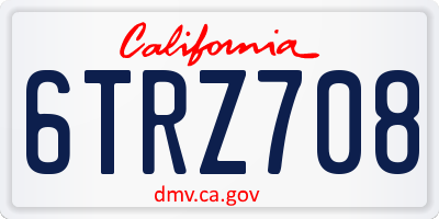 CA license plate 6TRZ708
