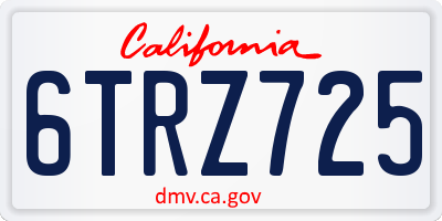 CA license plate 6TRZ725