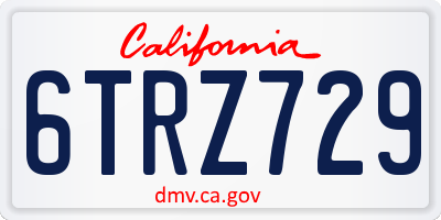 CA license plate 6TRZ729