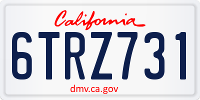 CA license plate 6TRZ731