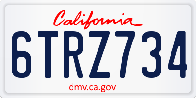 CA license plate 6TRZ734