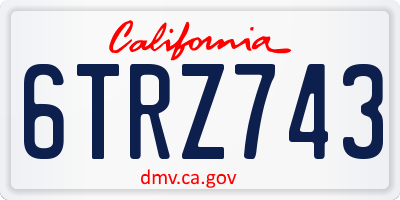 CA license plate 6TRZ743