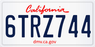 CA license plate 6TRZ744