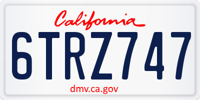 CA license plate 6TRZ747