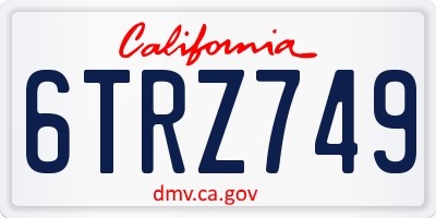 CA license plate 6TRZ749