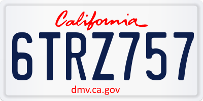 CA license plate 6TRZ757