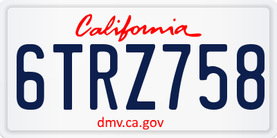 CA license plate 6TRZ758
