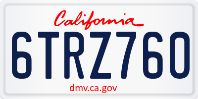 CA license plate 6TRZ760