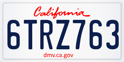 CA license plate 6TRZ763