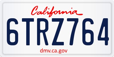 CA license plate 6TRZ764