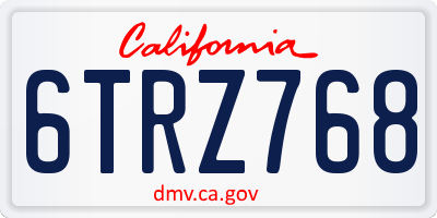 CA license plate 6TRZ768