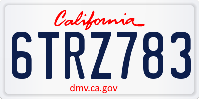 CA license plate 6TRZ783