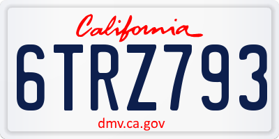 CA license plate 6TRZ793