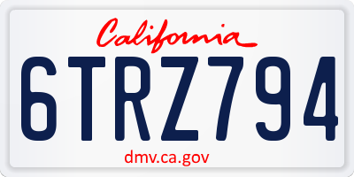 CA license plate 6TRZ794