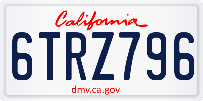 CA license plate 6TRZ796
