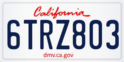 CA license plate 6TRZ803