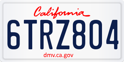 CA license plate 6TRZ804