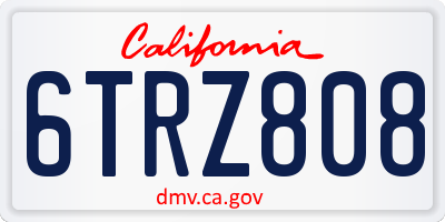 CA license plate 6TRZ808