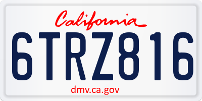 CA license plate 6TRZ816