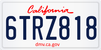 CA license plate 6TRZ818